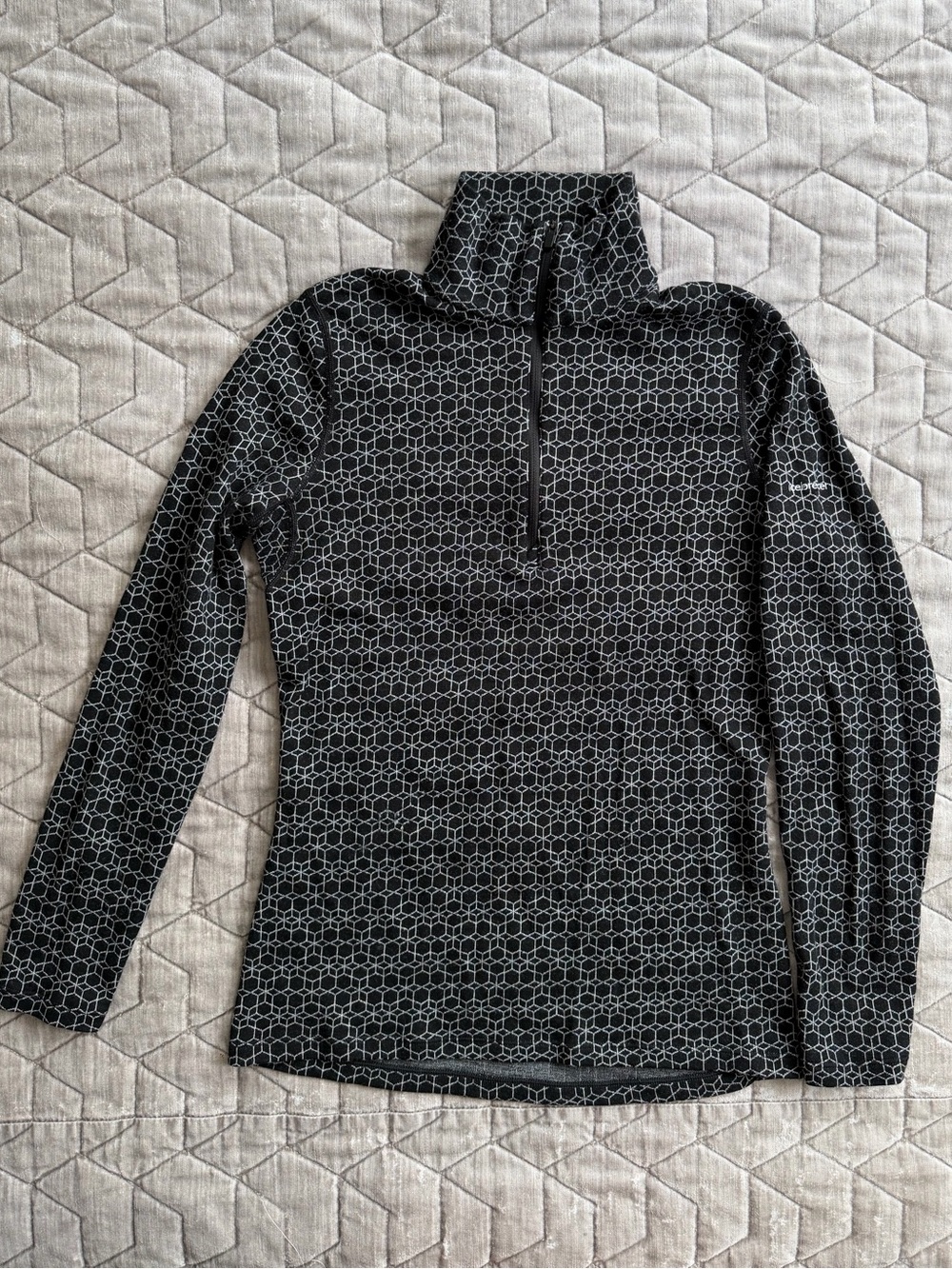 Iceberg Black and Gray Geometric Half-Zip 250Merino Jersey Size M